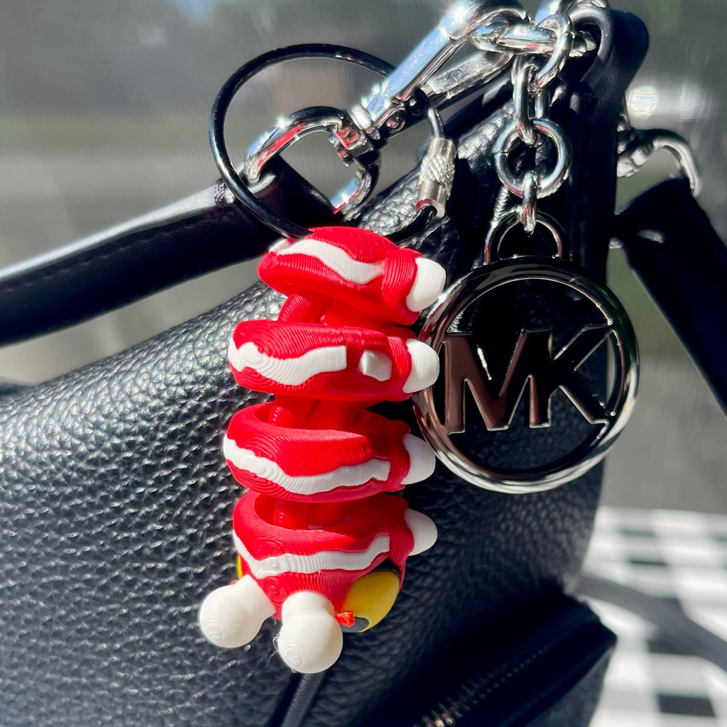 Flexi Red Caterpillar Articulated Keychain - 3D Printed Fidget Toy