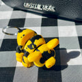 Flexi Speckled Pig Bag Charm - Black & Gold Articulated Keychain