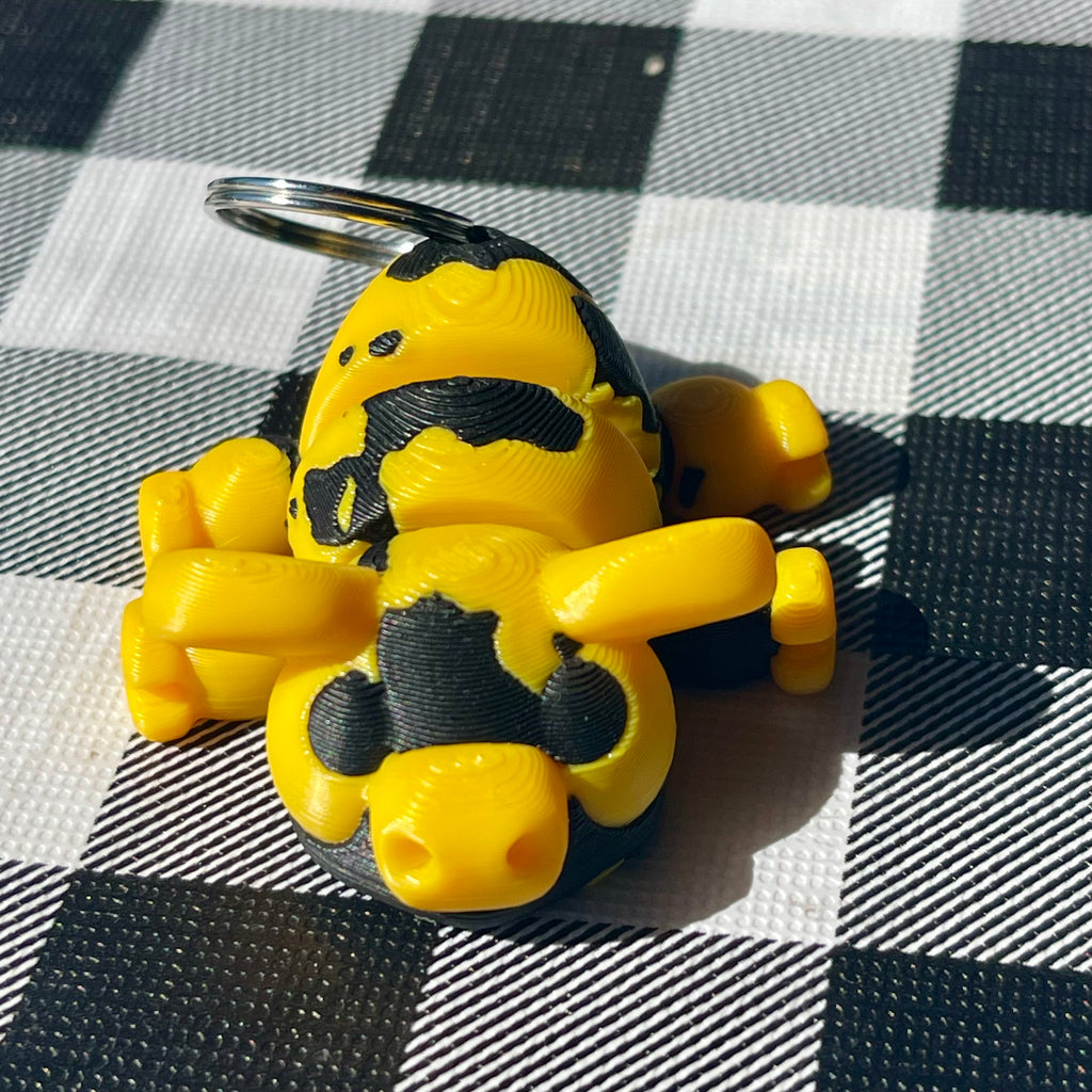Flexi Speckled Pig Bag Charm - Black & Gold Articulated Keychain