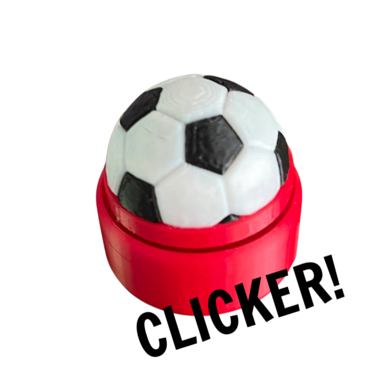 3D Printed Soccer Clicker Fidget - Red Pocket Futbol Buddy