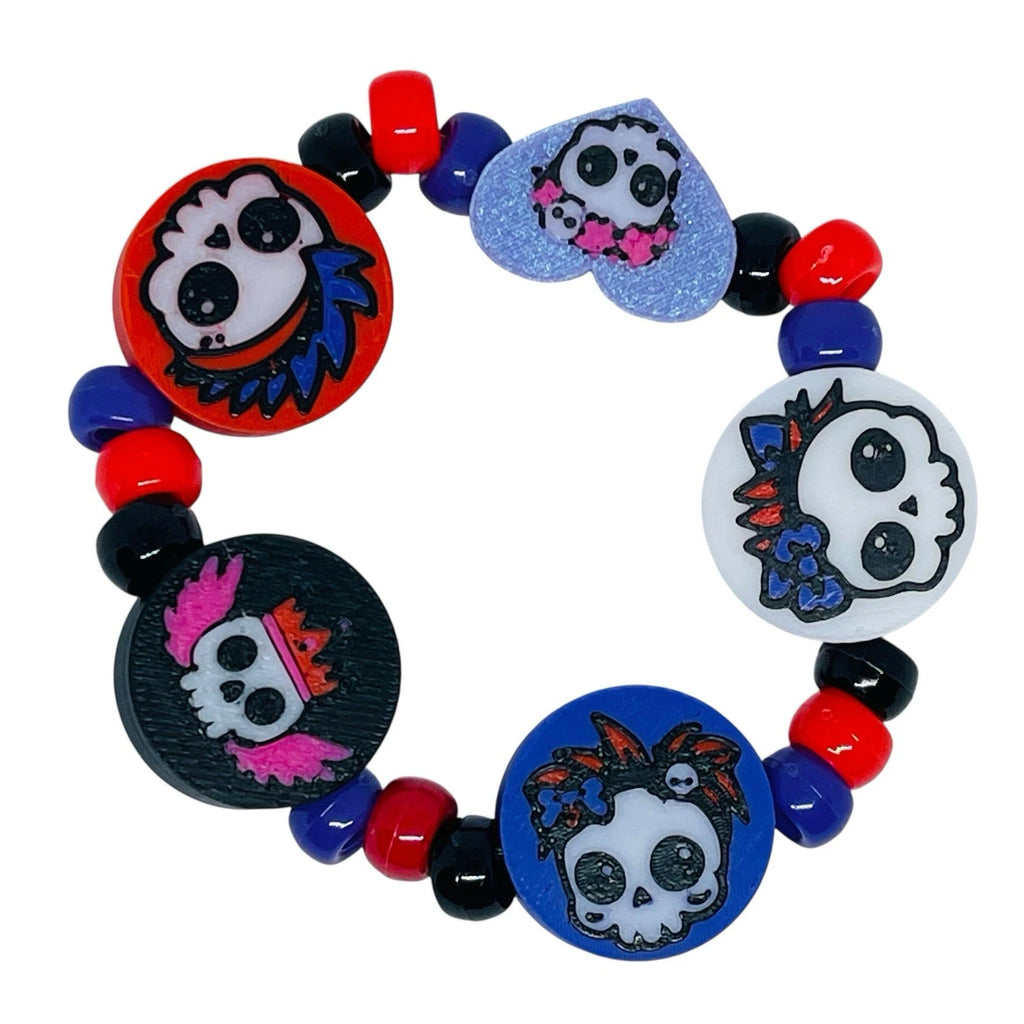 BeadSTASH™ | 3D Printed Cute Skull Round Kandi | Beads | Set of 6
