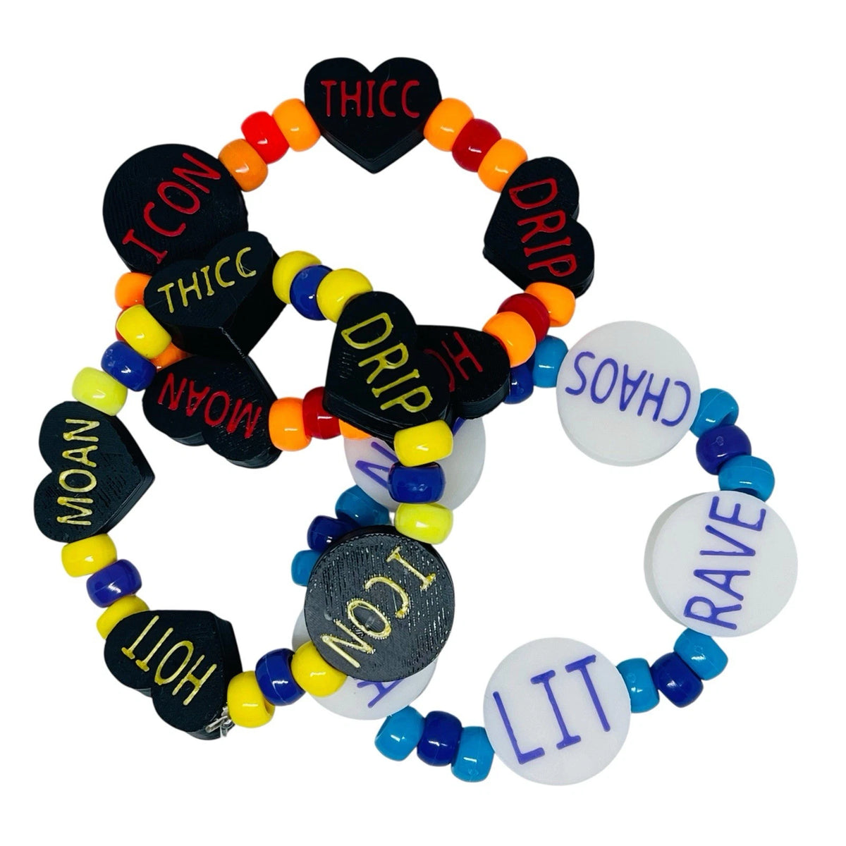 BeadSTASH™ | 3D Printed Black Message Kandi Beads | Set of 6