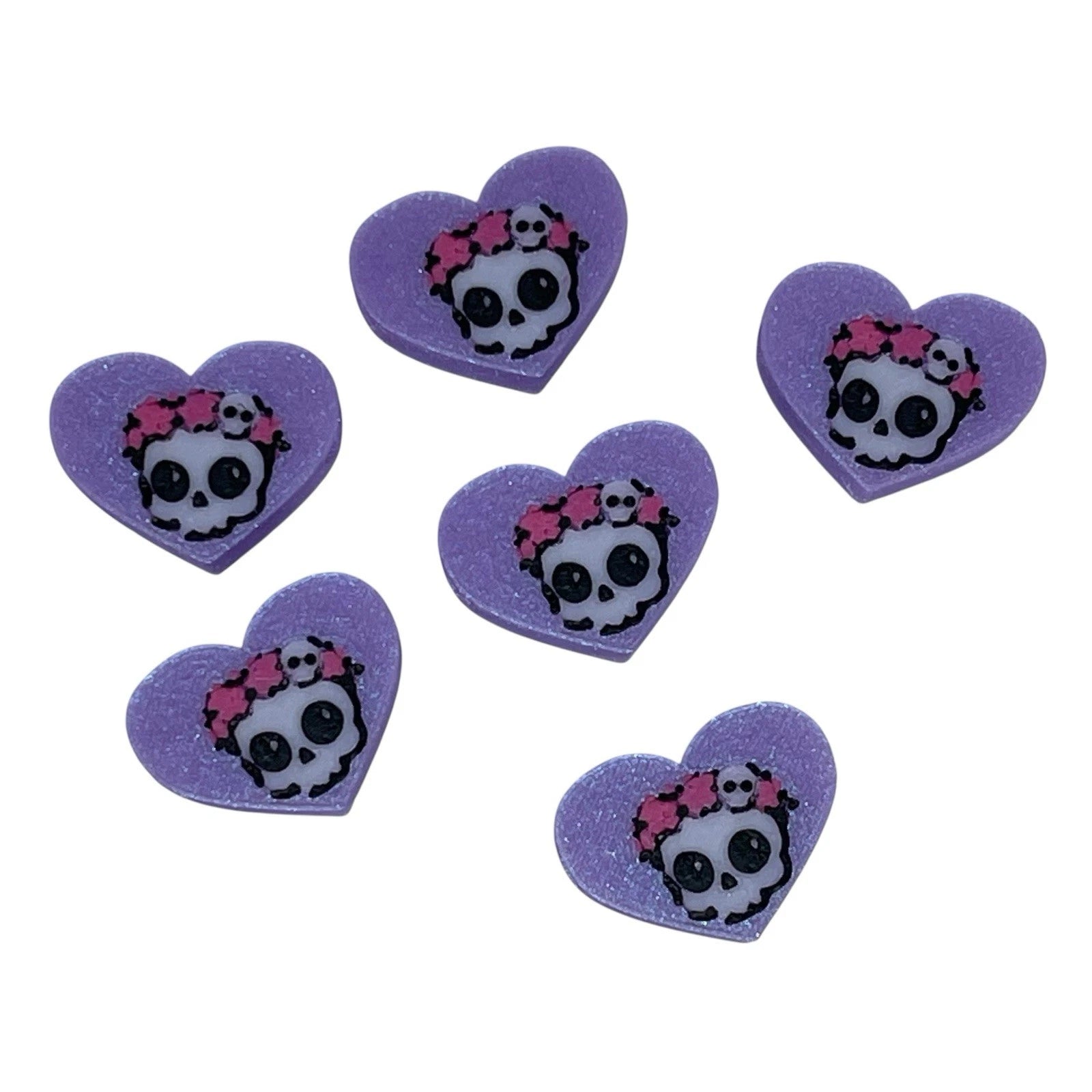3D Printed Purple Skull Kandi Beads - Set of 6 Rave Festival Beads